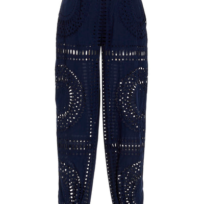 Alberta Ferretti Embroidered Cotton Pants