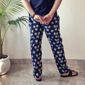 Blue - Bagru Block Printed Cotton Men’s Pyjama