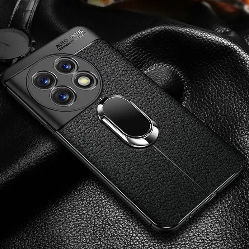 OnePlus 11R Sleek Urban Leather Ring Holder Case