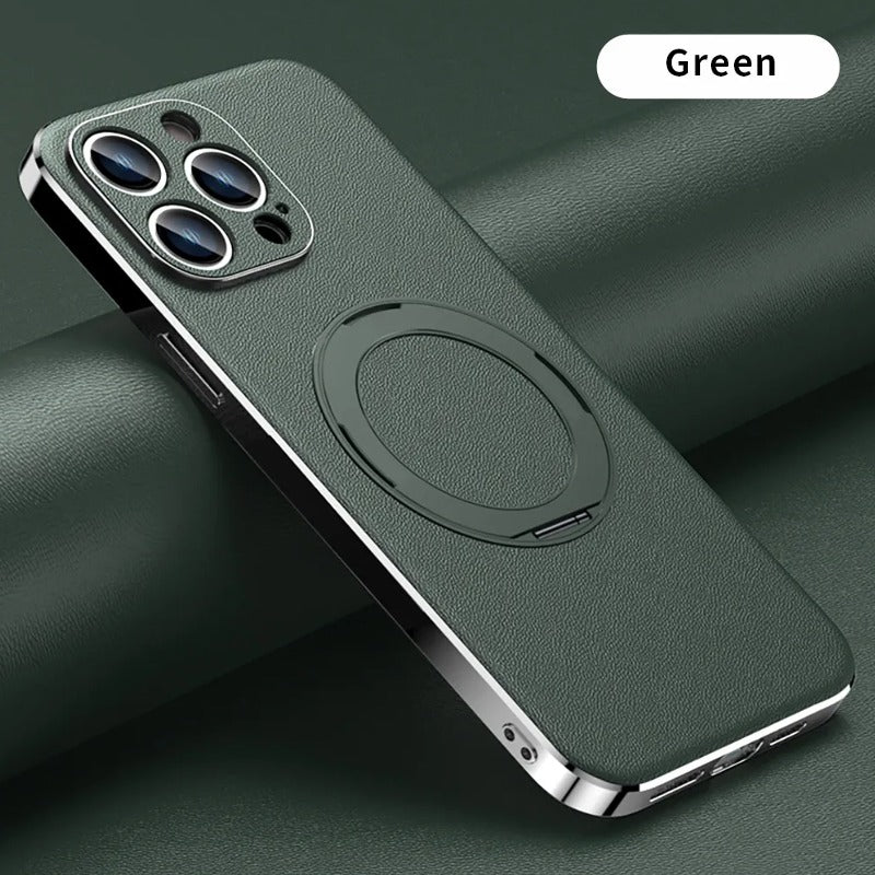 iPhone 14 Series Classy Magnetic Ring Leather Case