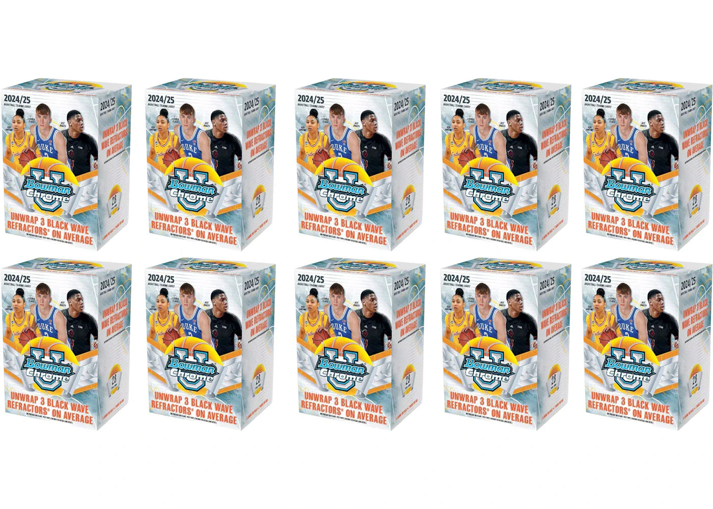 2024-25 Bowman Chrome University Basketball Blaster Box 10x Lot