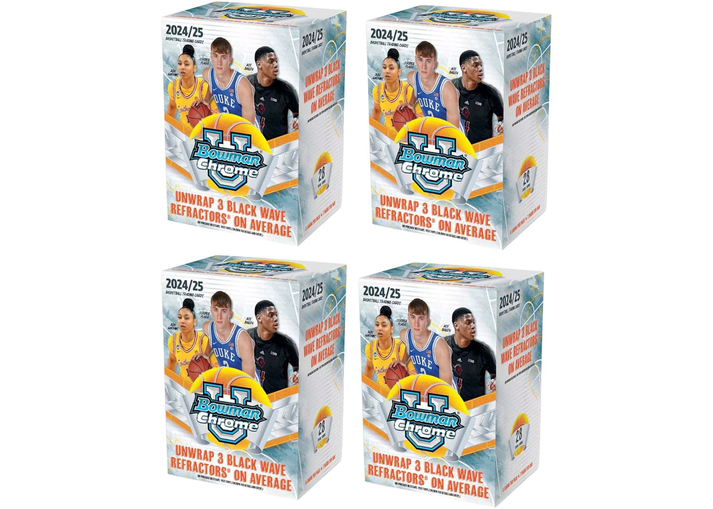 2024-25 Bowman Chrome University Basketball Blaster Box 4x Lot