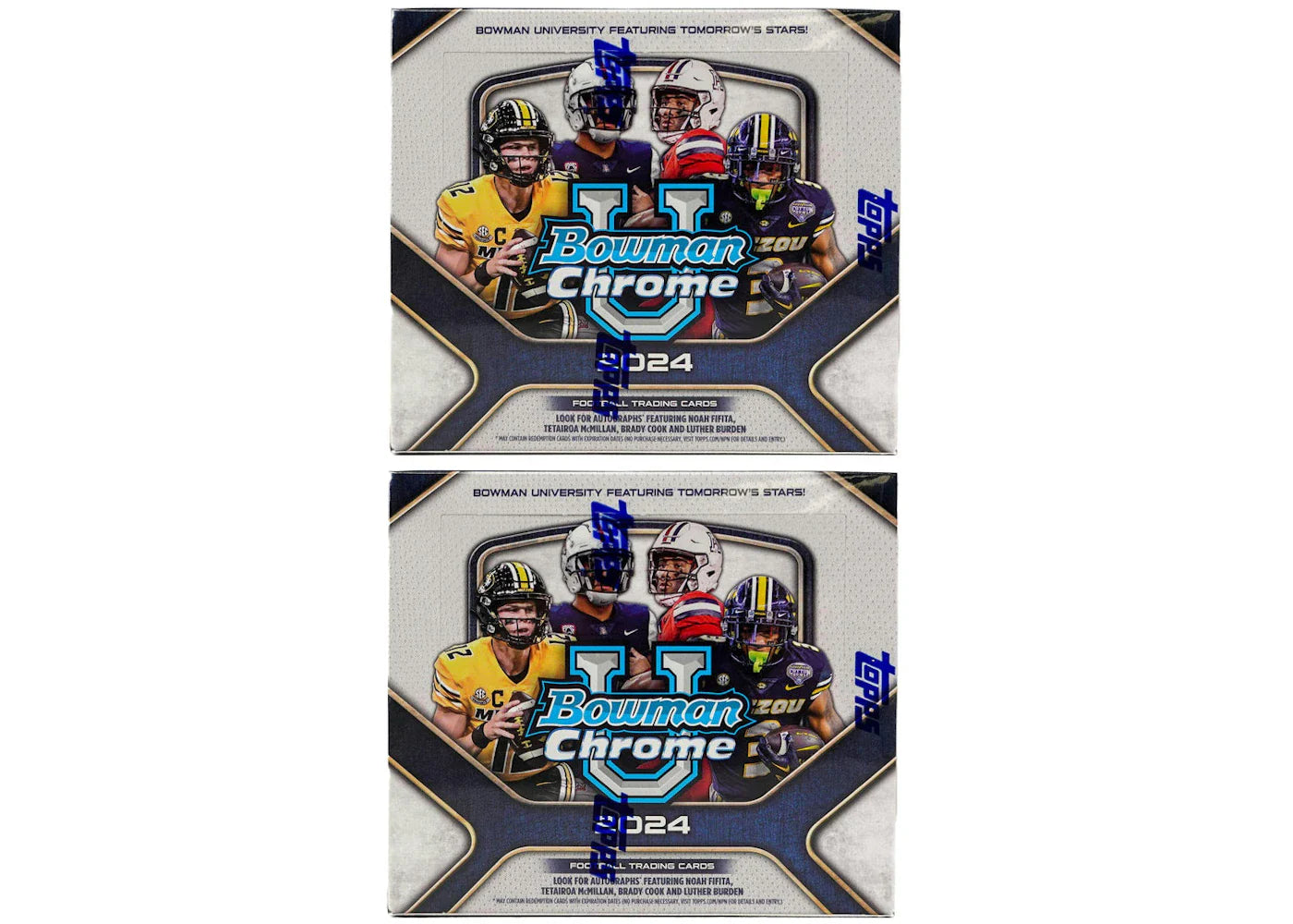 2024 Bowman Chrome University Football Jumbo Hobby Box 2x Lot