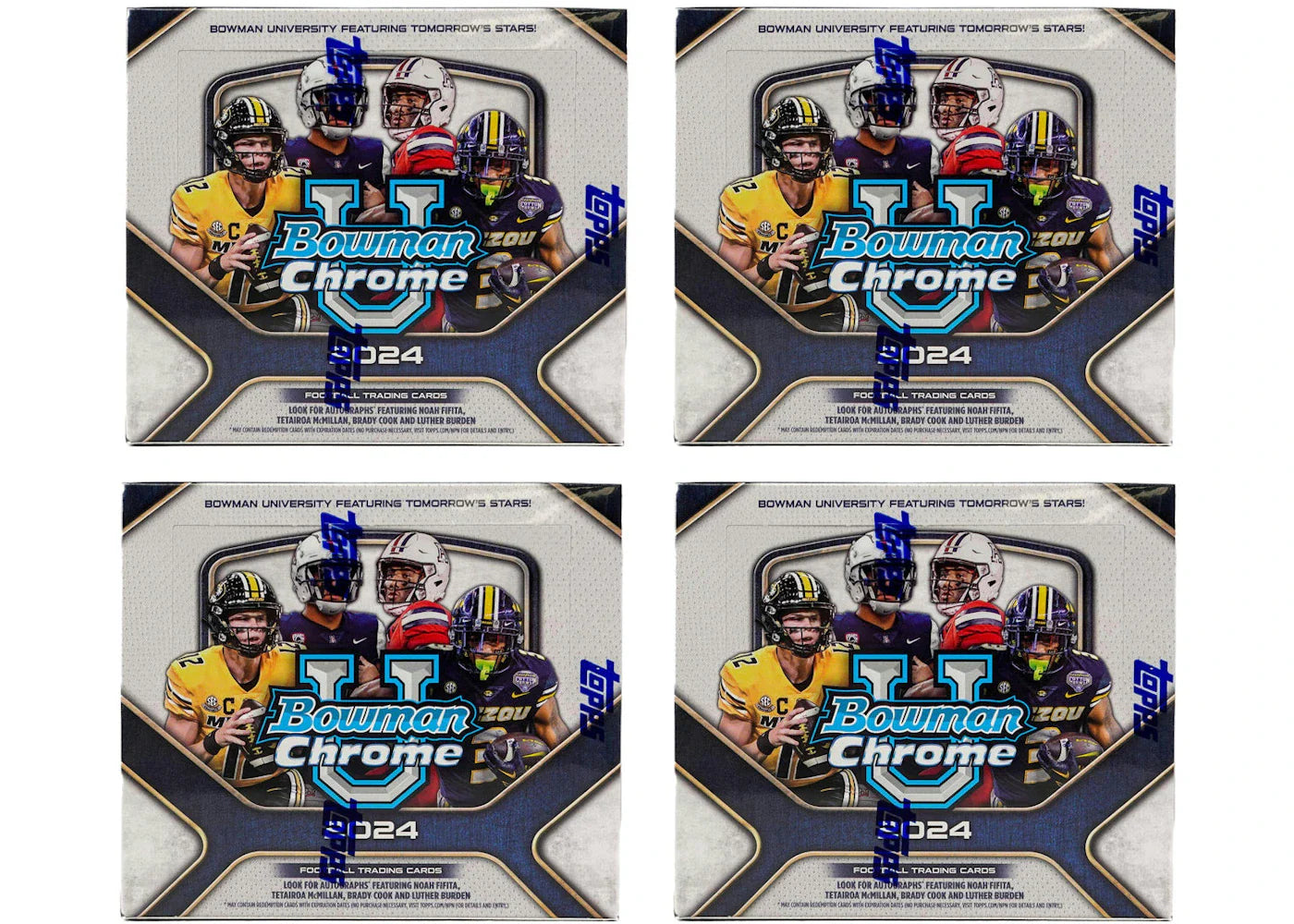 2024 Bowman Chrome University Football Jumbo Hobby Box 4x Lot