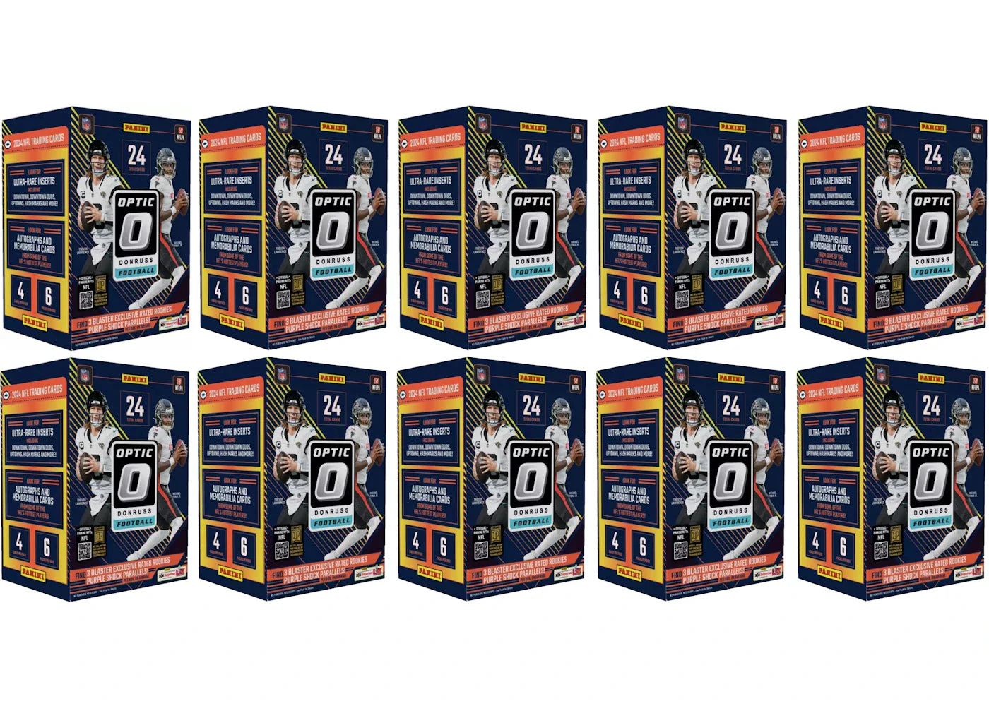 2024 Panini Donruss Optic Football Blaster Box (Purple Shock Parallels) 10x Lot