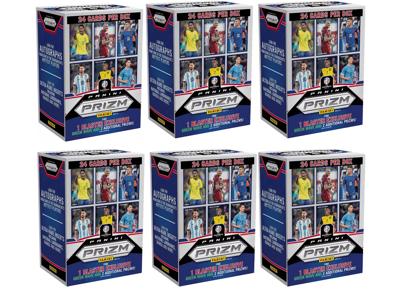 2024 Panini Prizm Copa America Soccer Blaster Box 6x Lot