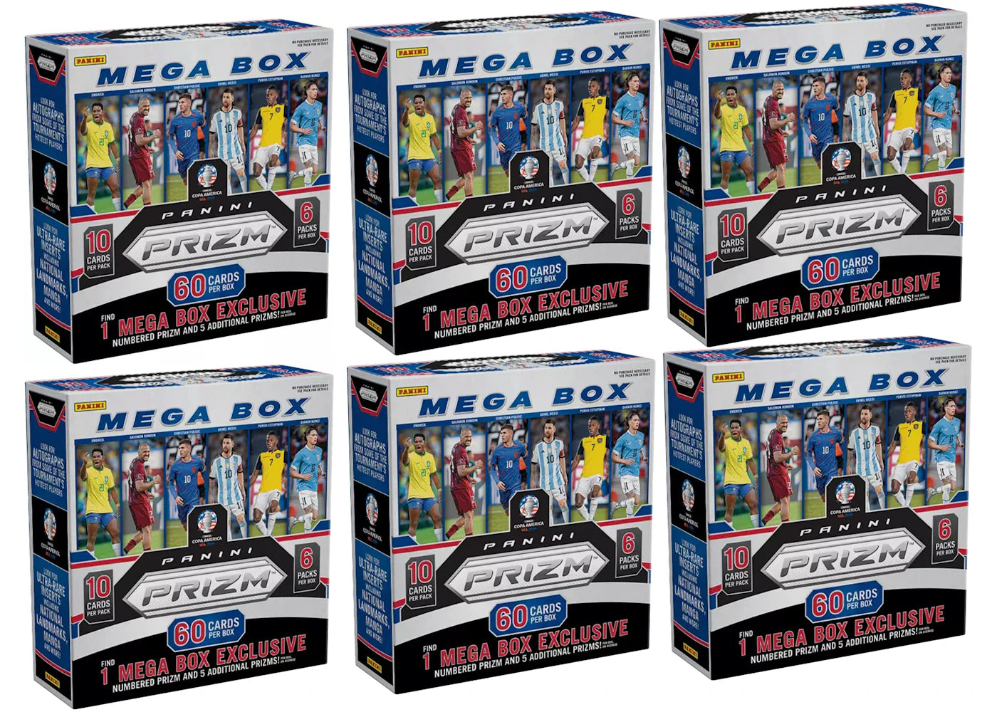 2024 Panini Prizm Copa America Soccer Mega Box 6x Lot