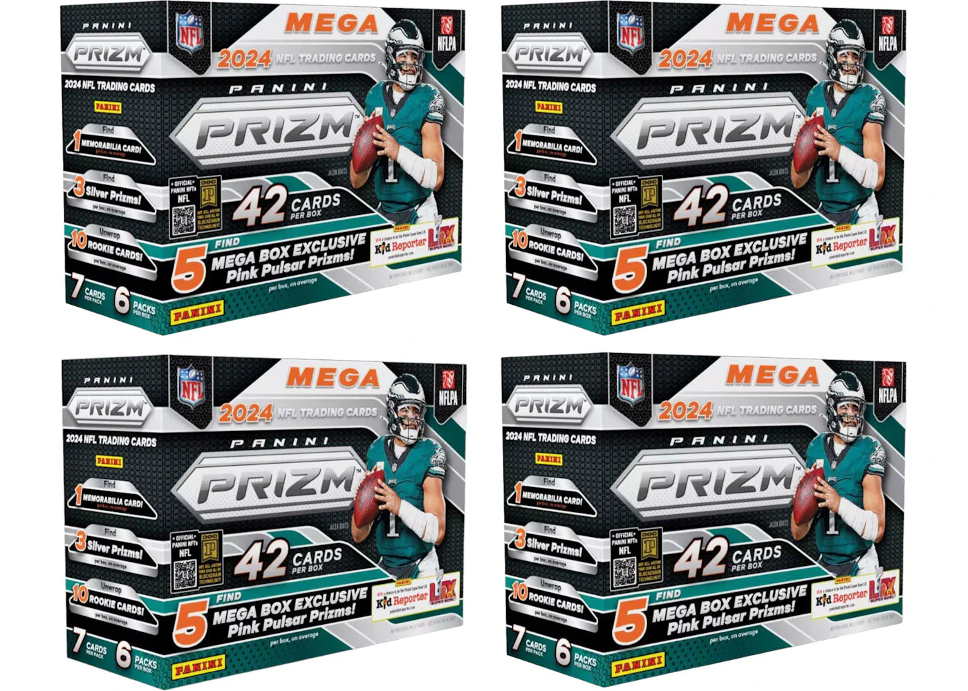 2024 Panini Prizm NFL Mega Box (Pink Pulsar Prizms) 4x Lot