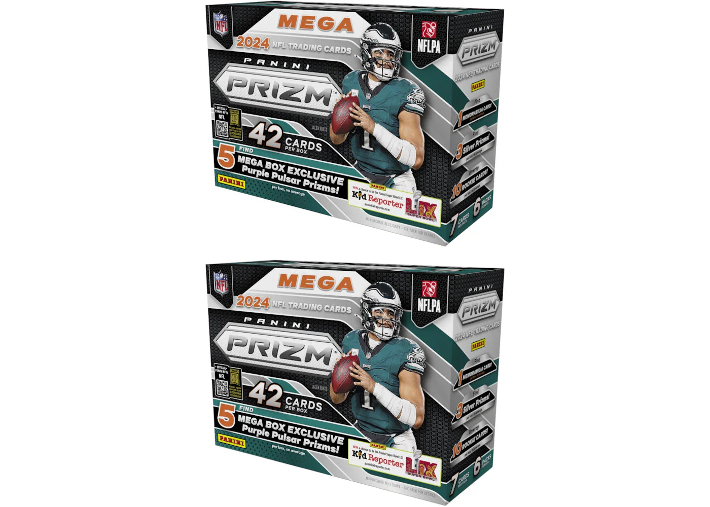 2024 Panini Prizm NFL Mega Box (Purple Pulsar Prizms) 2x Lot