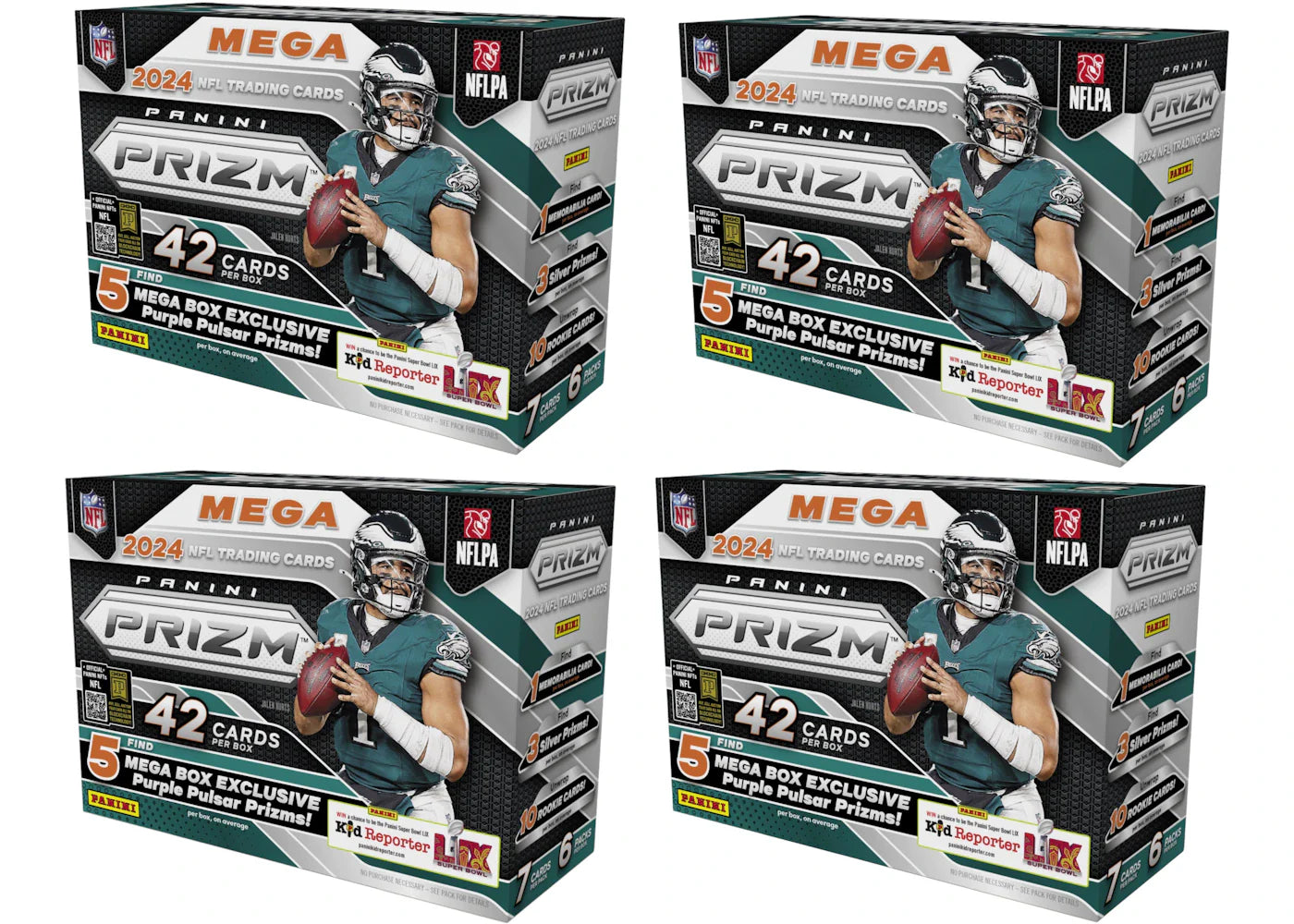 2024 Panini Prizm NFL Mega Box (Purple Pulsar Prizms) 4x Lot