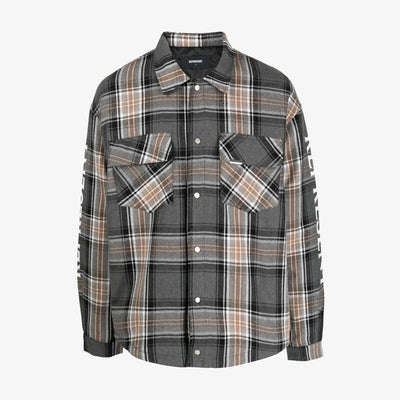 Represent | QUILTED FLANNEL SHIRT  { GREY CHECK