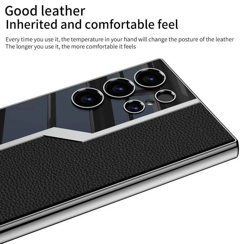 Galaxy S24 Ultra Quilted Classic Plain Leather Craft Case