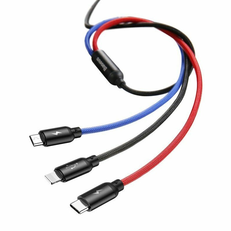TriPort 3 in 1 USB To Type-C Micro And Lightning Cable