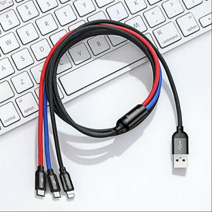 TriPort 3 in 1 USB To Type-C Micro And Lightning Cable