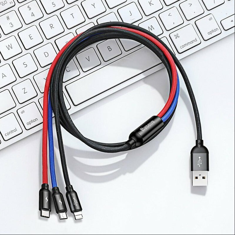 TriPort 3 in 1 USB To Type-C Micro And Lightning Cable