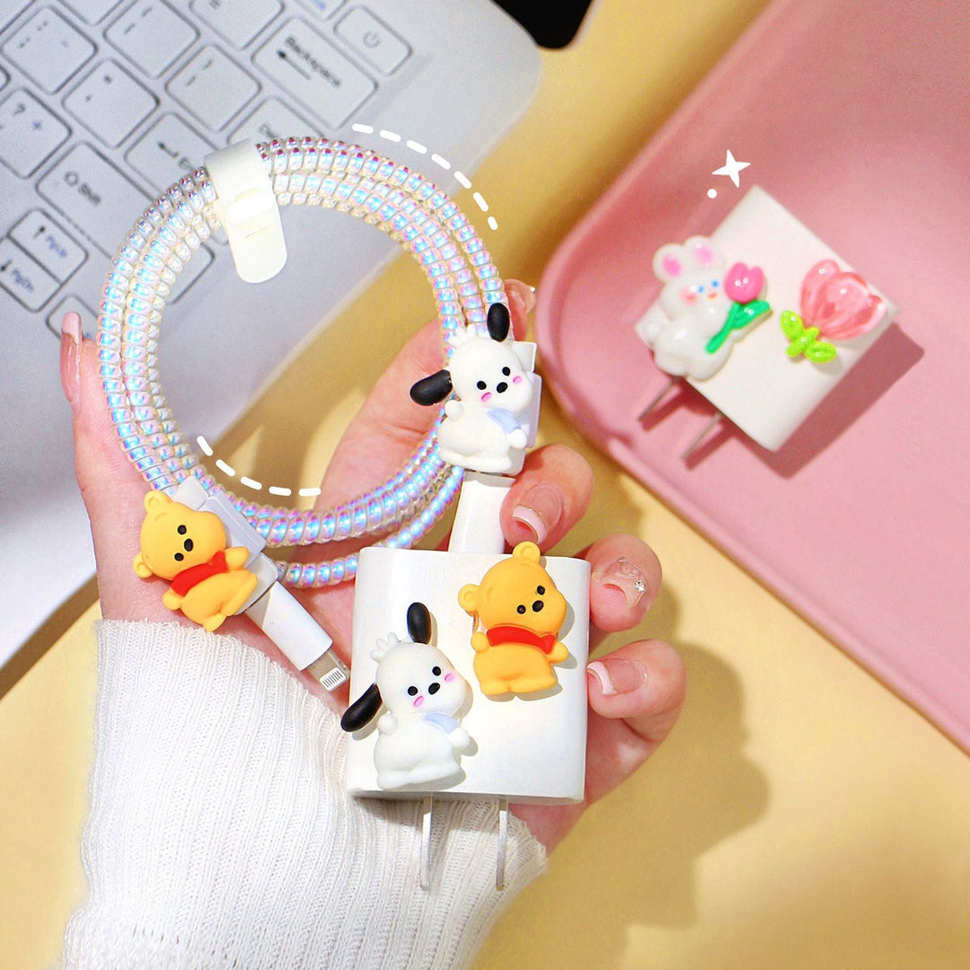 Adorable Cartoon Tulip Data Cable Protective Kit