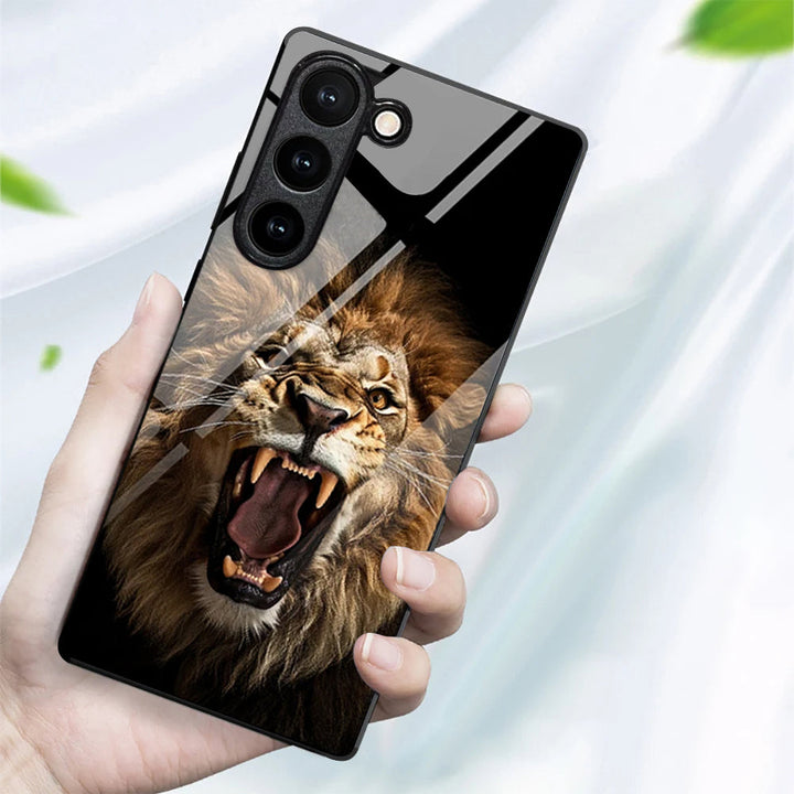 Crystal Premium Lion Pattern Glass Case - Samsung