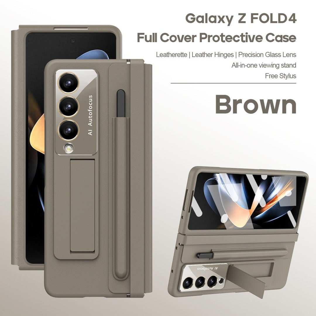 Stretchable Leather Hinge Folding Kickstand Case - Samsung