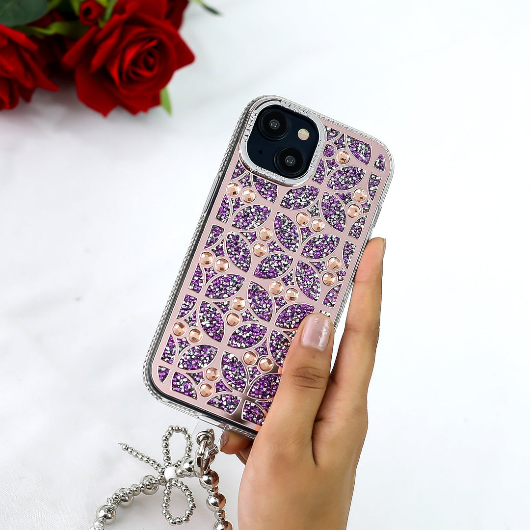 Floral Sparkle Diamond Case with Bracelet