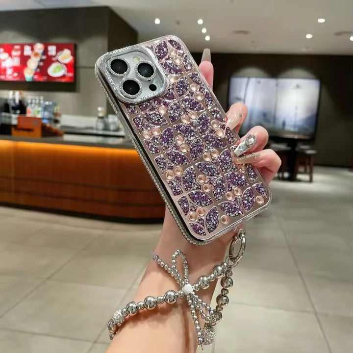 Floral Sparkle Diamond Case with Bracelet