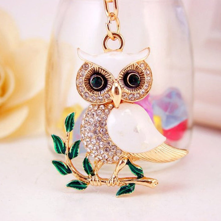 Rhinestone Owl Crystal Keychain