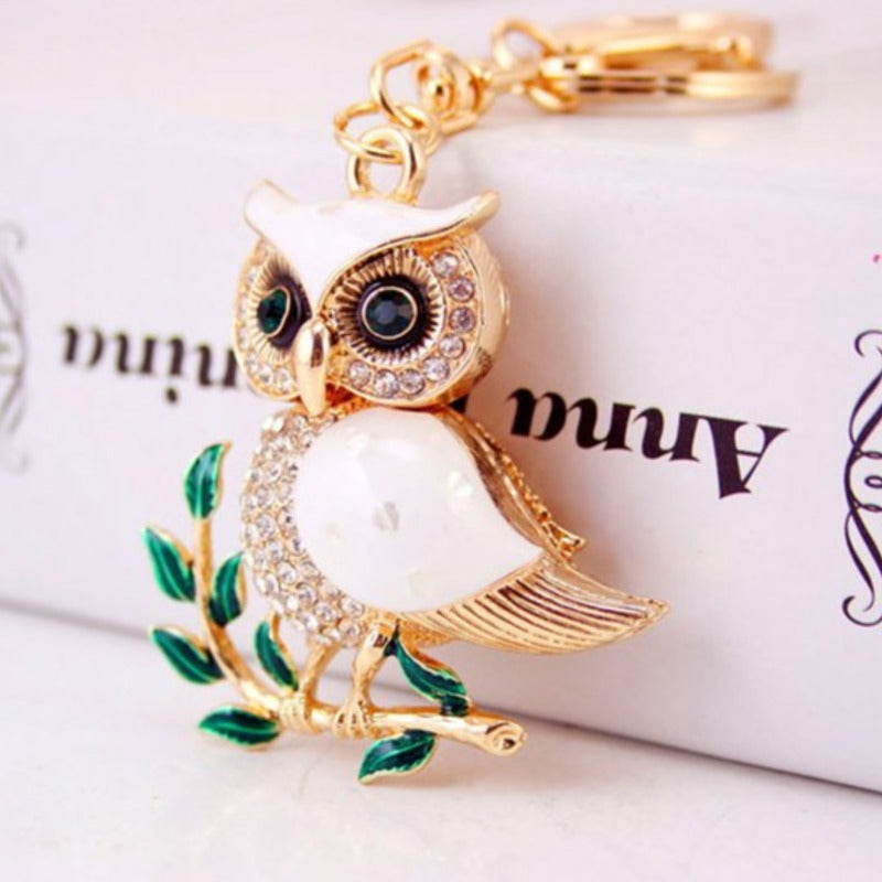 Rhinestone Owl Crystal Keychain