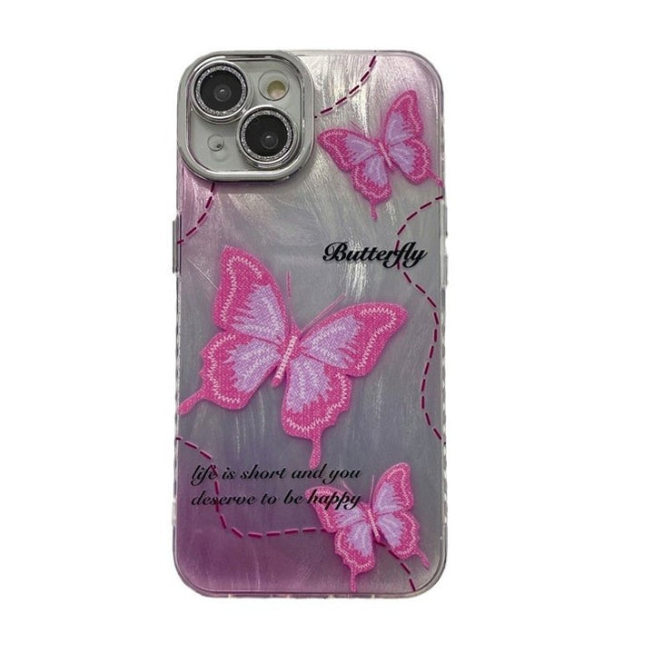 Glossy Glitter Butterfly Shell Case