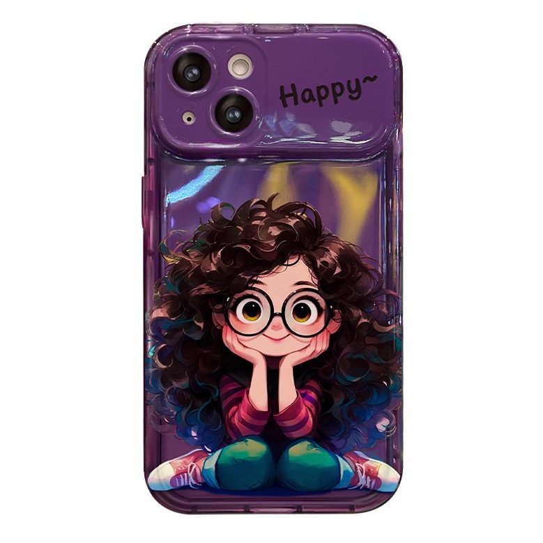 Cute Girl Mirror Case with Charm