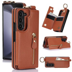 Elegant Ring Buckle Leather Wallet Case - Samsung