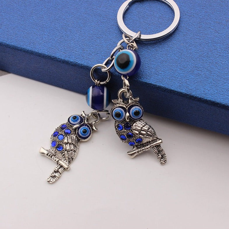 Twin Owls Diamond Sparkle Keychain