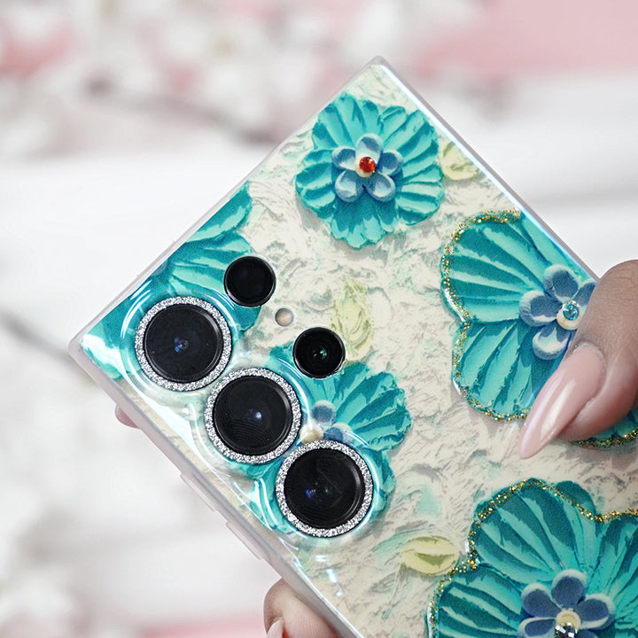 Luxurious Lapis Blossom Oil Painting Case - Samsung