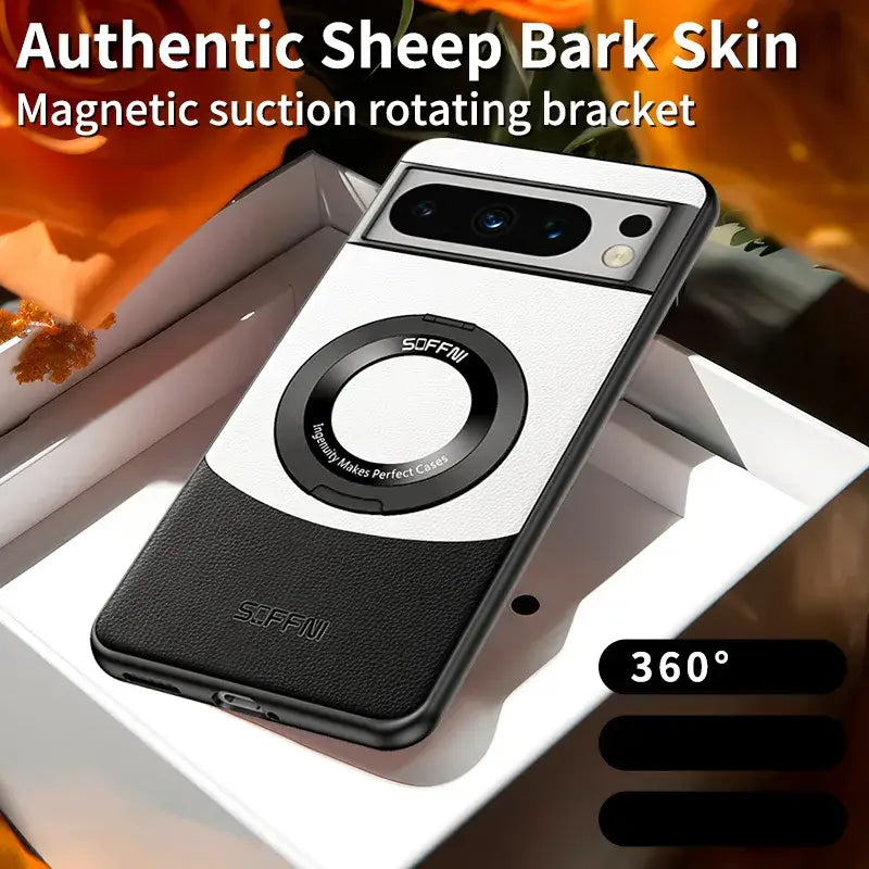 Pixel 7 Series Premium Contrast Leather Magnetic Ring Case