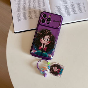 Cartoon Geek Girl Mirror Case with Charm