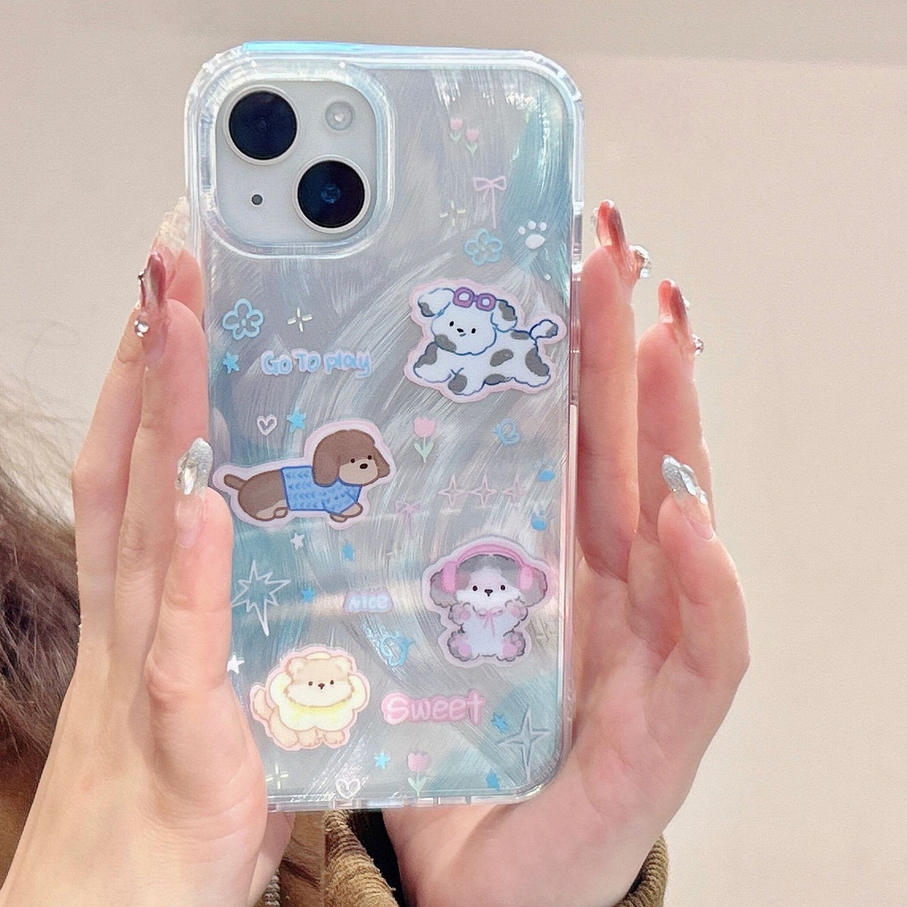 Sparkling Starry Pup Glimmer Case With AirPods Pro Case