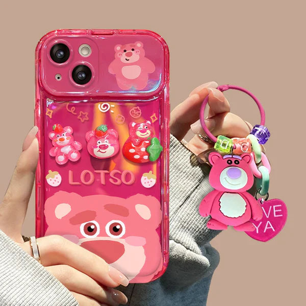 3D Bear Bliss Mirror Case with Charm