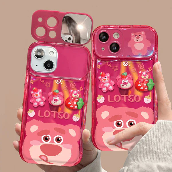 3D Bear Bliss Mirror Case with Charm