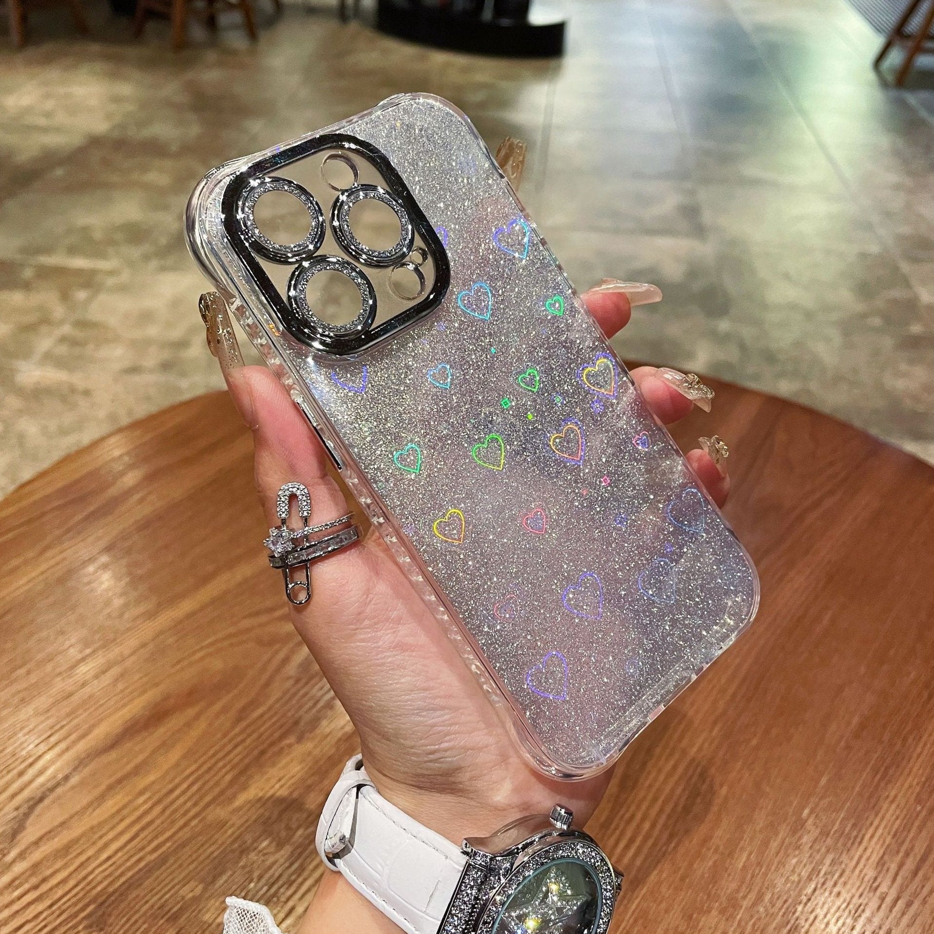 Laser Love Shell Glitter Case