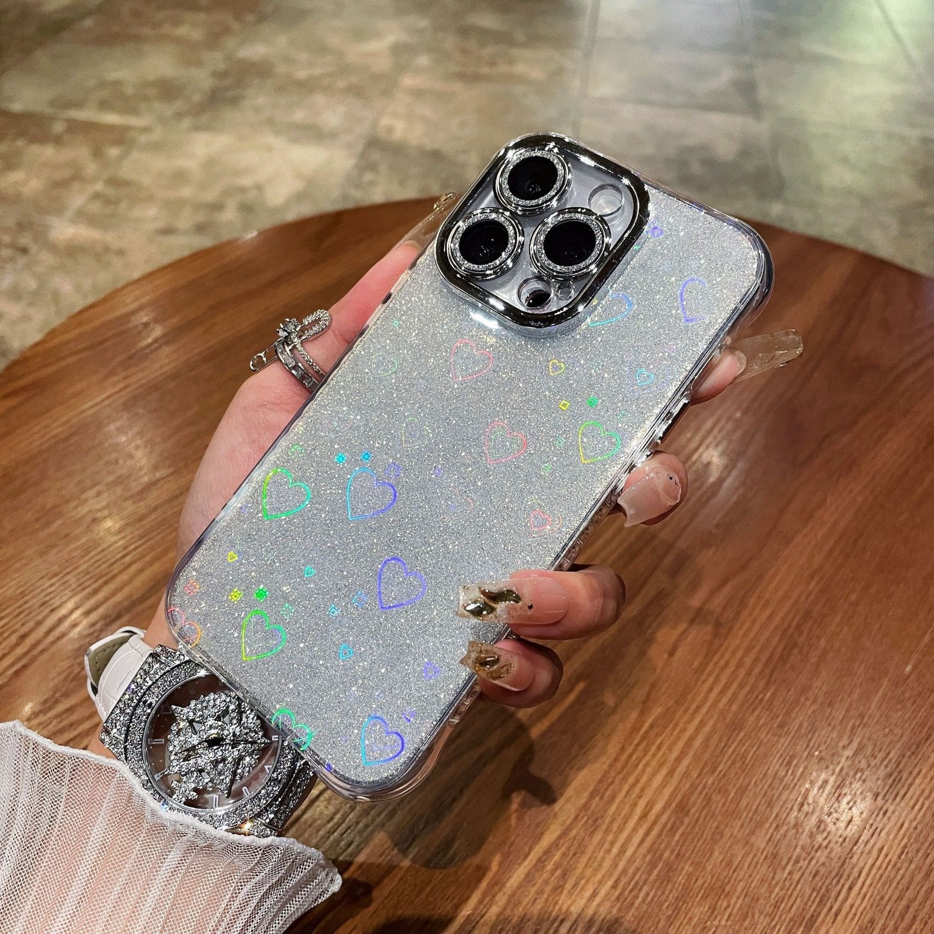 Laser Love Shell Glitter Case
