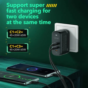 Turbo Flow 65W 3-Port USB-C Power Adapter