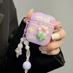 3D Tulip Flower Case with Charm - AirPods