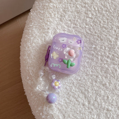 3D Tulip Flower Case with Charm - AirPods