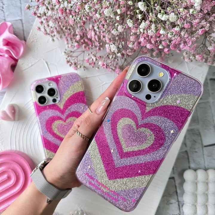 Gradient Glitter Love Heart Case