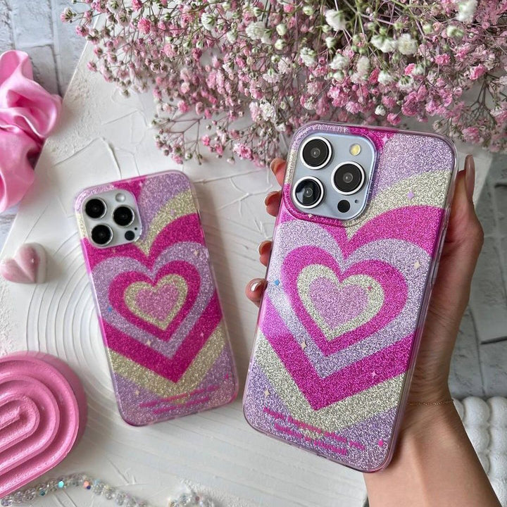 Gradient Glitter Love Heart Case