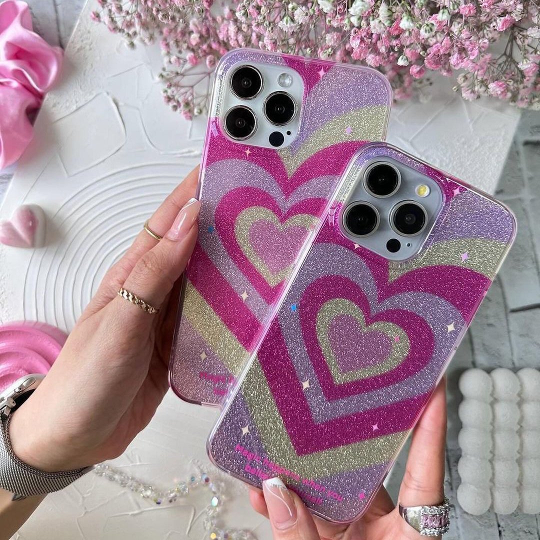 Gradient Glitter Love Heart Case