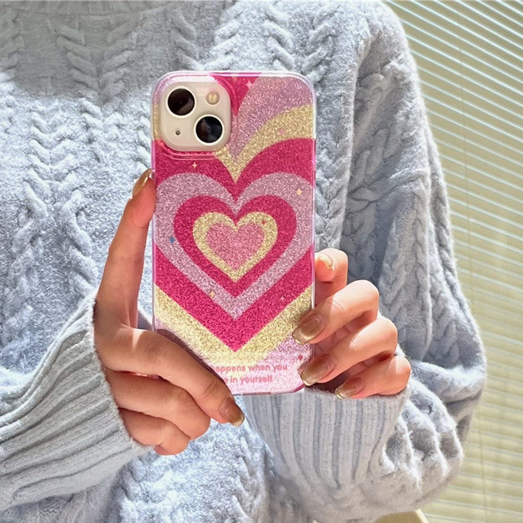 Gradient Glitter Love Heart Case