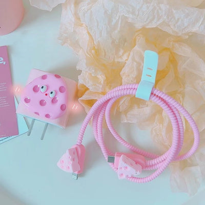 Adorable Cute Cheese Data Cable Protective Kit