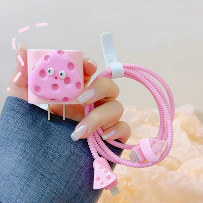 Adorable Cute Cheese Data Cable Protective Kit