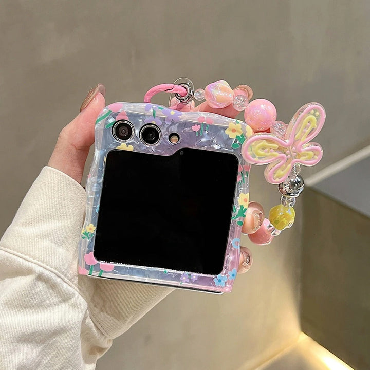 Cute Floral Fancy Pattern Case with Charm - Samsung