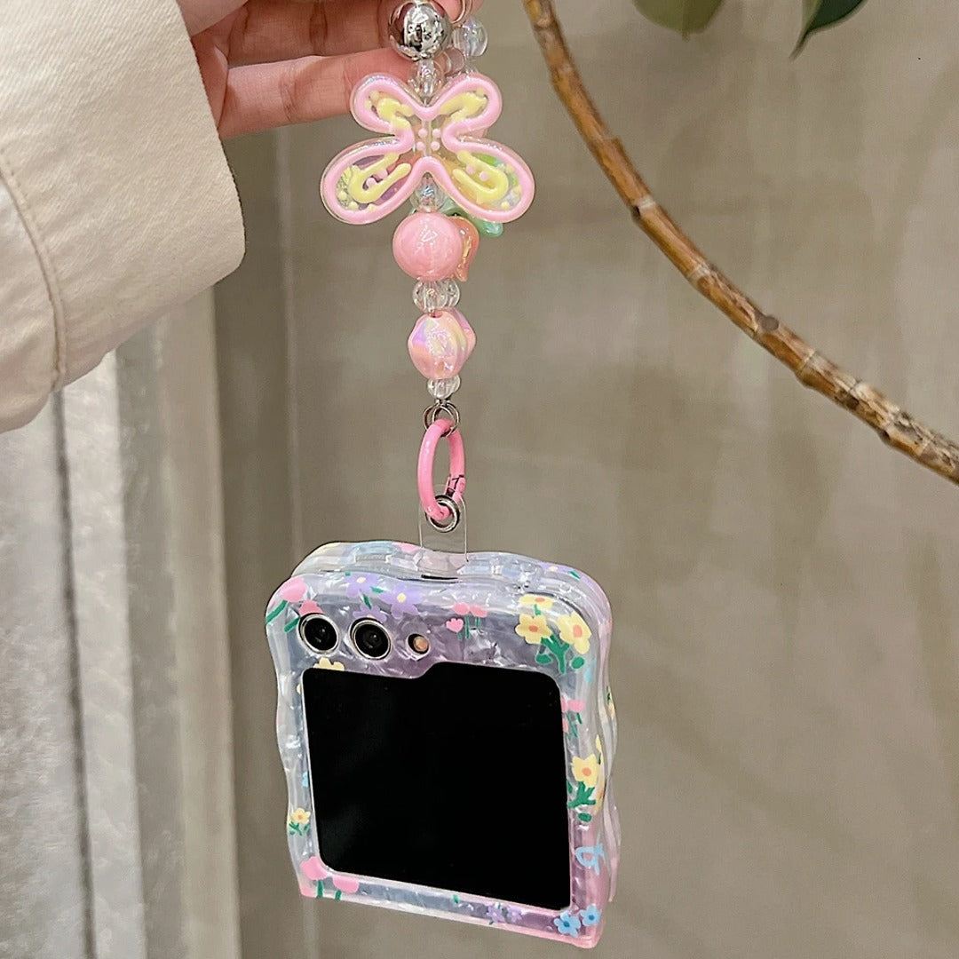 Cute Floral Fancy Pattern Case with Charm - Samsung