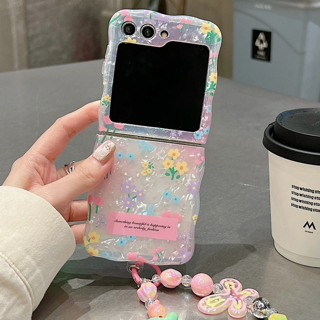 Cute Floral Fancy Pattern Case with Charm - Samsung